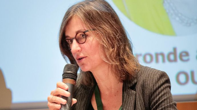 Virginie Alavoine, cheffe du service des actions sanitaires à la DGAL, a détaillé la stratégie de déploiement des produits de biocontrôle, lors des 6es rencontres annuelles du biocontrôle, le 21 janvier à Paris. © IBMA France